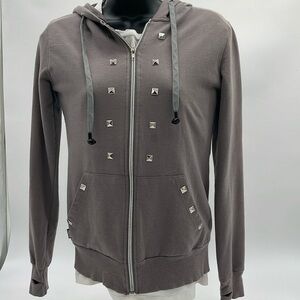 Abbey Dawn Gray Studded Hoodie Jacket